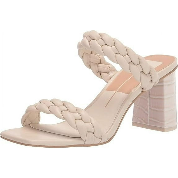 Dolce Vita Paily Braided Detail Square Open Toe Chunky Heel Sandals Ivory Stella (Ivory Stella, 8.5)