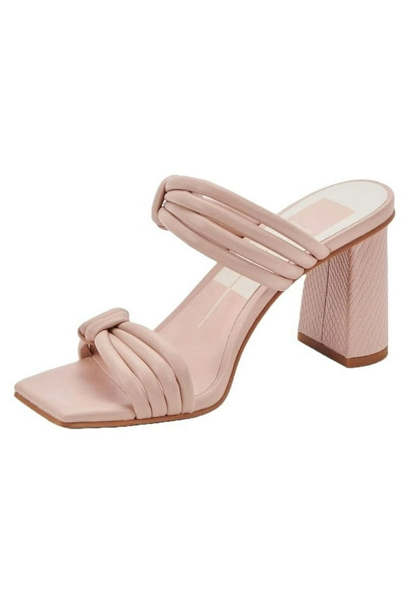 Pama Blush Stella Slip On Squared Open Toe Block Heeled Dress Sandals (Blush Stella, 6.5)