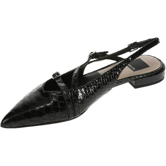 Dolce Vita Pamla Midnight Snake Embossed Strappy Pointed Toe Buckle Ballet Flats (Midnight Snake Embossed, 6)