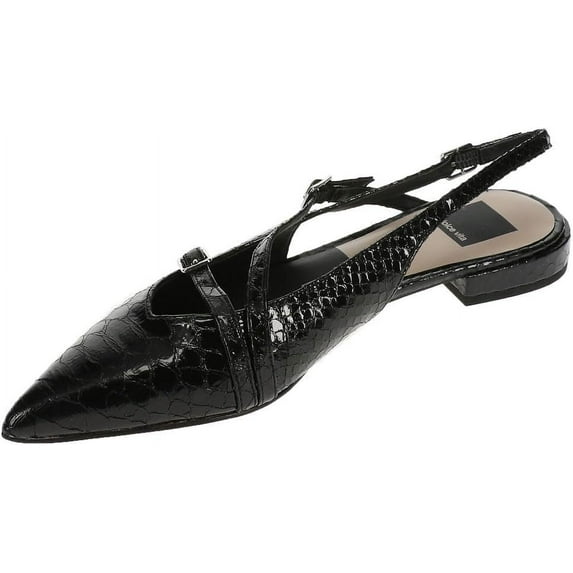 Dolce Vita Pamla Midnight Snake Embossed Strappy Pointed Toe Buckle Ballet Flats (Midnight Snake Embossed, 6)