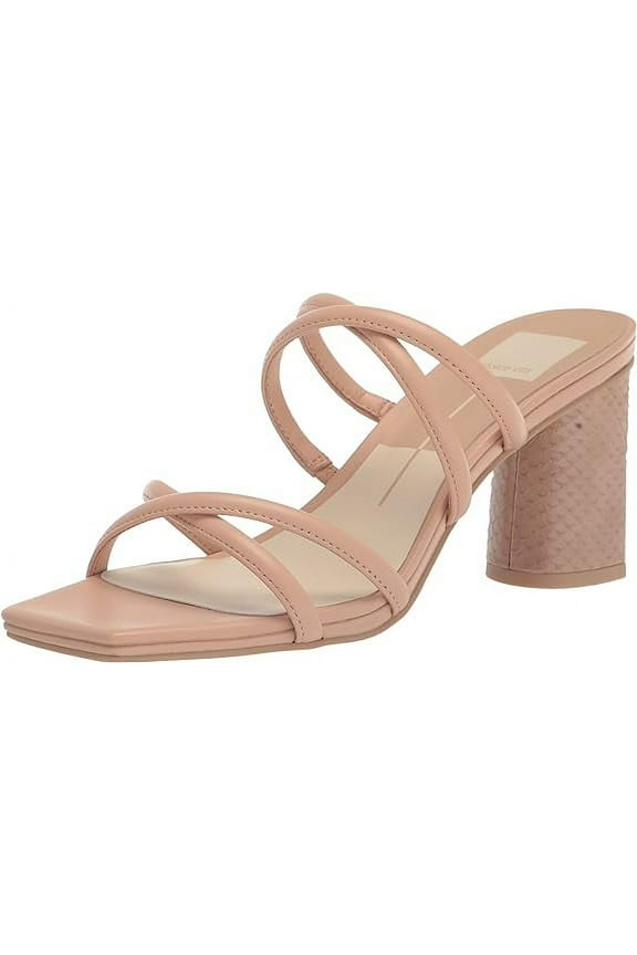 Patsi Cream Leather Slip On Squared Open Toe Block Heeled Sandals (Cream Leather, 10)