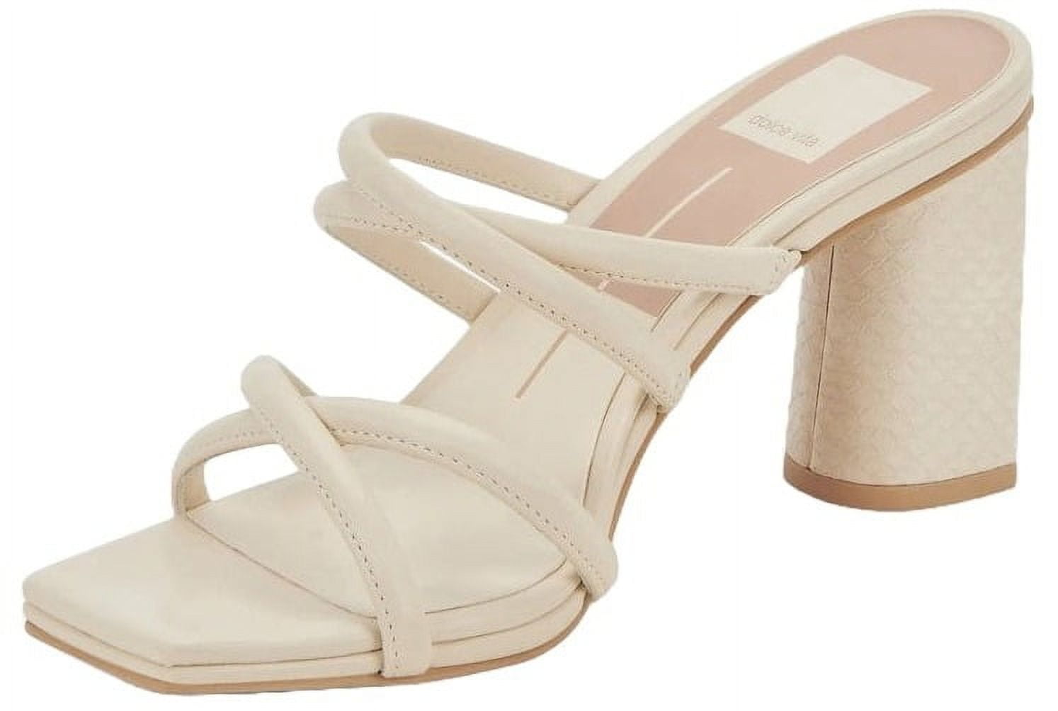 DOLCE VITA Womens Beige Padded Stretch Trist Block Heel Slip On Leather Booties