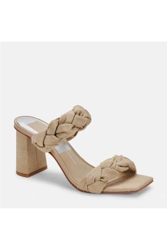 Dolce Vita Pheby Sandals Womens 9.5 Khaki Square Toe Block Heel Slip-On GBNC486