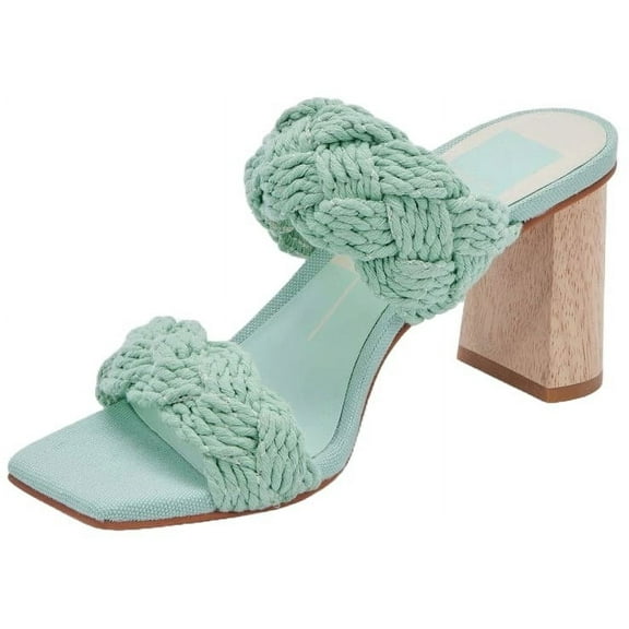 Dolce Vita Play Mint Rope Slip On Squared Open Toe Block Heeled Dress Sandals (Mint Rope, 11)