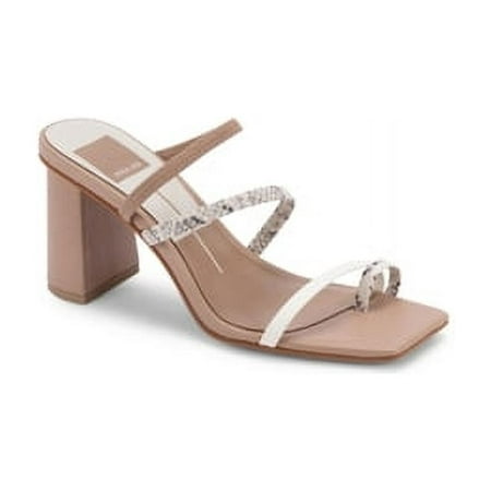Dolce Vita Prisma Bone Multi Embossed Stella Slip On Squared Toe Heeled Sandals (Bone Multi Embossed Stella, 10)