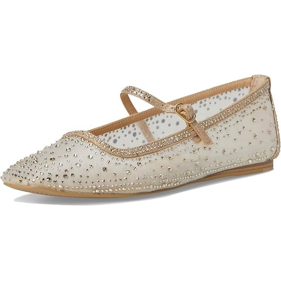 Dolce Vita Reyes Gold Mesh Mary Jane Squared Toe Slip On Fashion Ballet Flats (Gold Mesh, 9.5)
