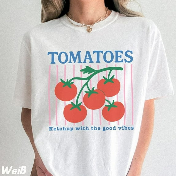 Dolce Vita Tomato T-shirt, Groovy Graphic T-shirt, Retro Tomato T-shirt, Funny Tomato T-shirt, Gift Girlfriend T-shirt.