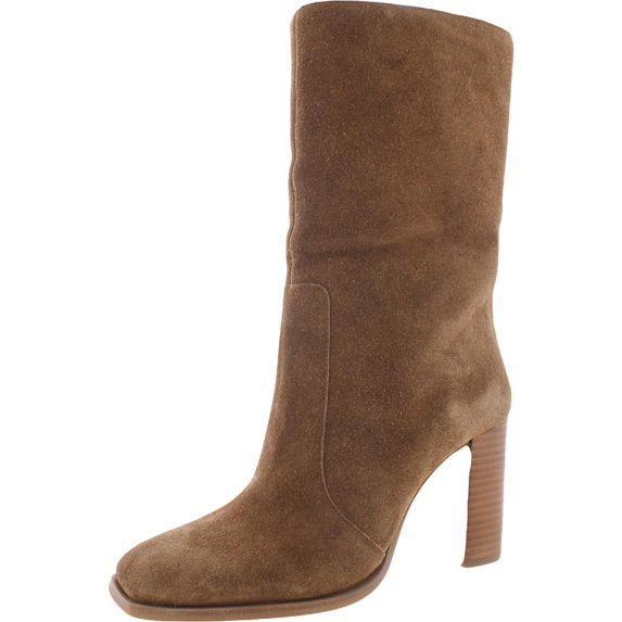 Dolce Vita Womens Nokia Suede Square Toe Mid-Calf Boots Brown 6.5 Medium (B,M)