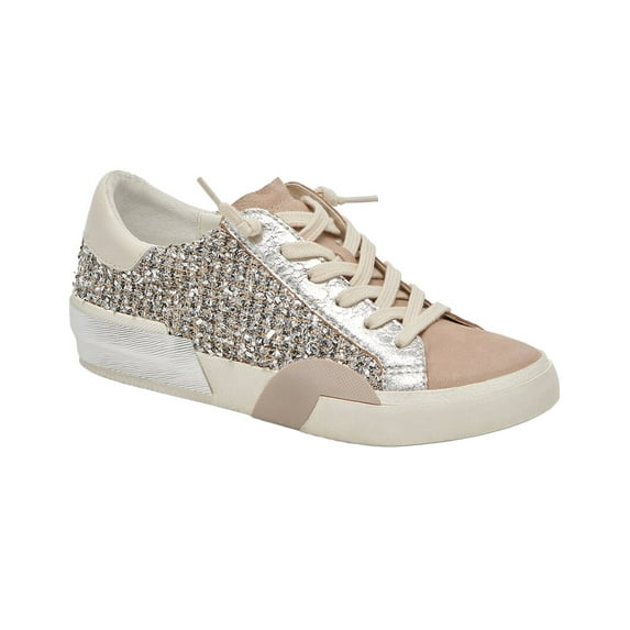 Dolce Vita Zina Leather & Twill Sneaker, 9.5, Silver