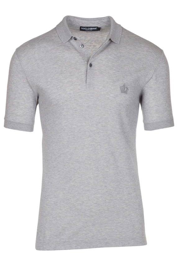 Dolce amp; Gabbana Men's Gray Crown 'Corona' Short Sleeve Polo Shirt