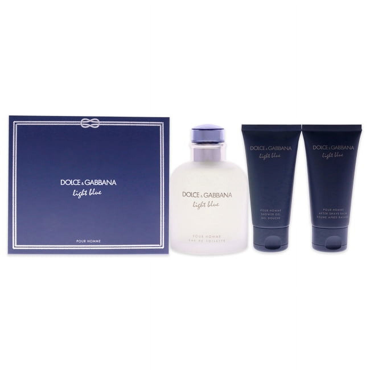 Dolce and Gabbana Light Blue 4.2oz EDT Spray, 1.6oz After Shave Balm, 1.6oz Shower Gel 3 Pc Gift Set