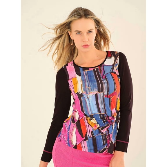Dolcezza By Wild Curves: Baisti Asymmetric Art Top (75621).Size:L (US 10-12)
