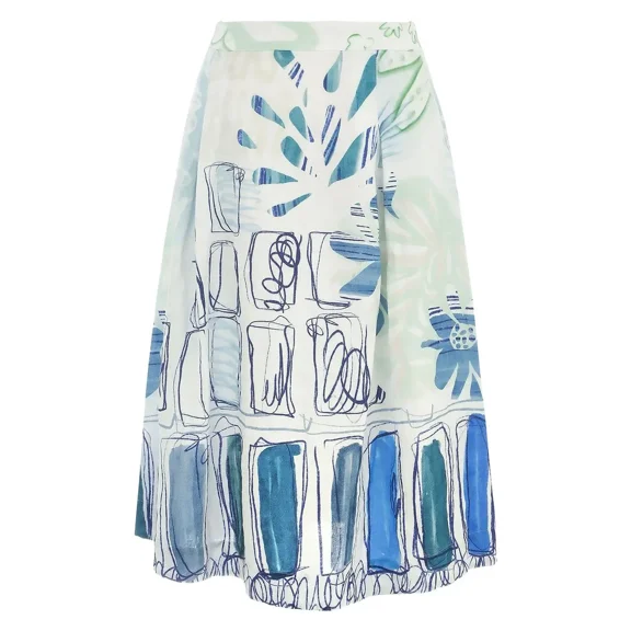 Dolcezza By Wild Curves: City Garden A-line Linen Skirt.Size:S (US 4-6)