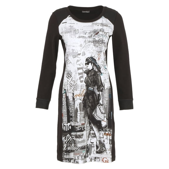 Dolcezza By Wild Curves: Lady In Paris Almost Monochrome Dress (74676)