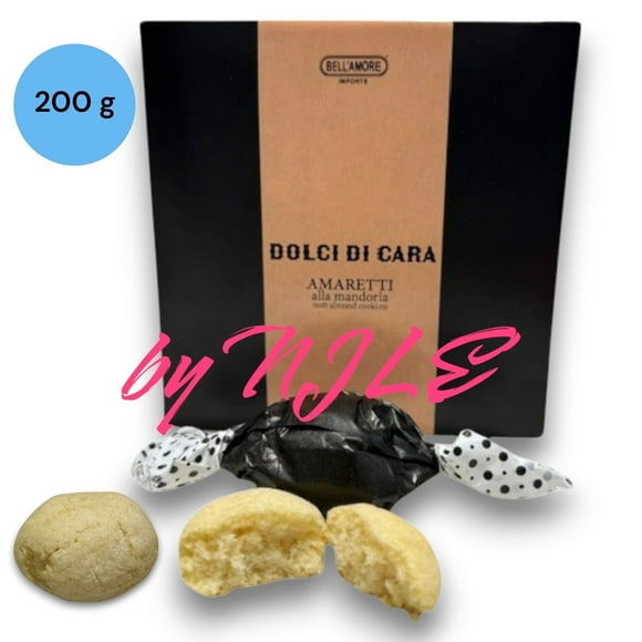 Bella'Amore Italian Soft Amaretti cookies - Alla Mandorla, 7.06oz, Gift box, Individually Wrapped