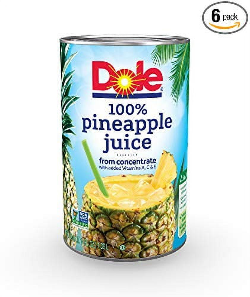 Dole 100 Juice Pineapple 46 Ounce Cans (Pack of 6)