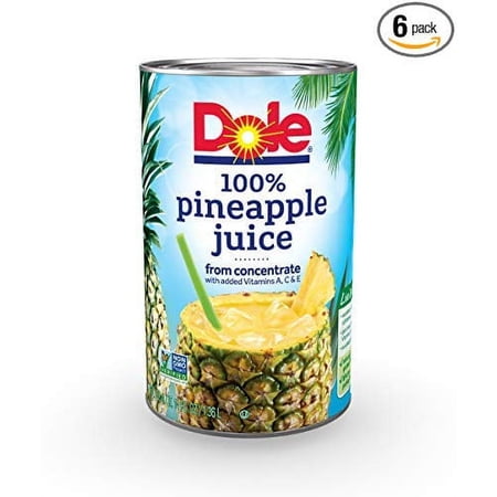 Dole 100% Juice Pineapple 46 Ounce Cans (Pack of 6)