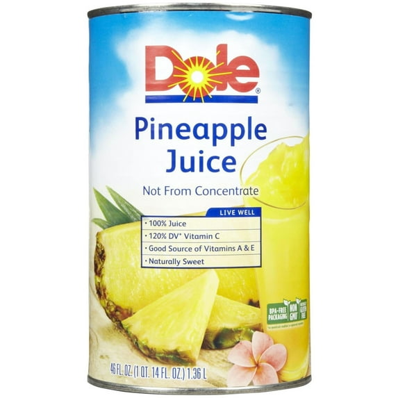 Dole 100% Pineapple Juice - 46 oz (Pack of 2)