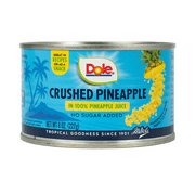Dole Canned Crushed Pineapple in 100% Pineapple Juice, 8 oz, Shelf Stable, Aluminum Can, New