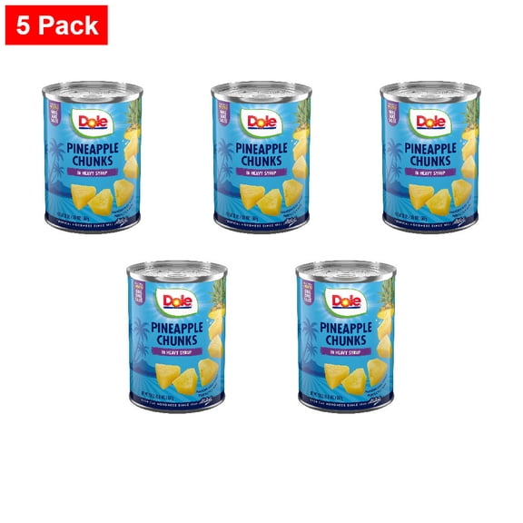 Dole Canned Pineapple Chunks Fruit In Heavy Syrup 20 oz - 5 Pack