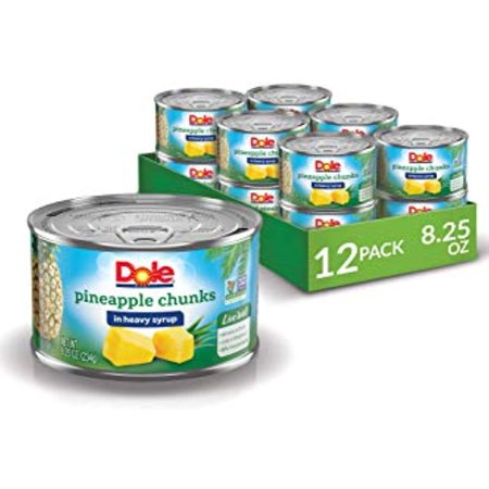 Dole Canned Pineapple Chunks In Heavy Syrup, 8.25 Oz, 12 Count