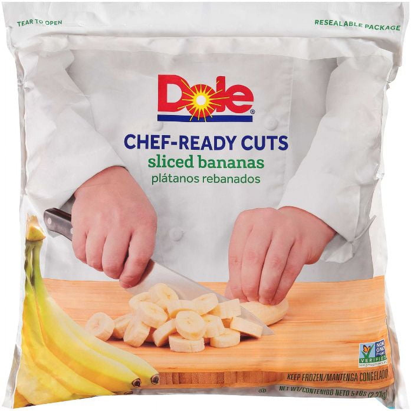 Dole Chef-Ready Cuts individually Quick Frozen Zip Bag Sliced Banana, 5 lb - Case of 2