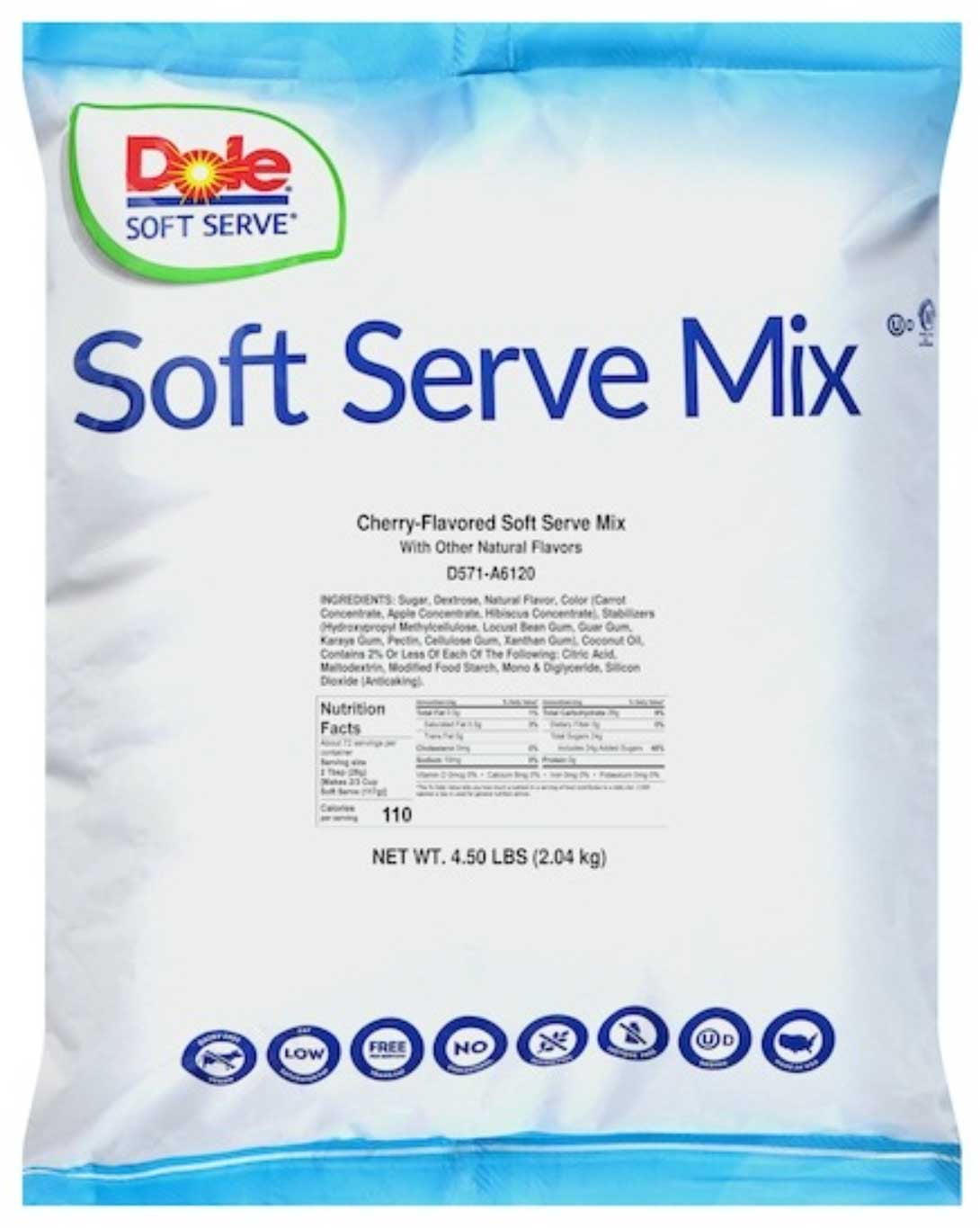 Dole Cherry Soft Serve Mix, 4.5 Pound