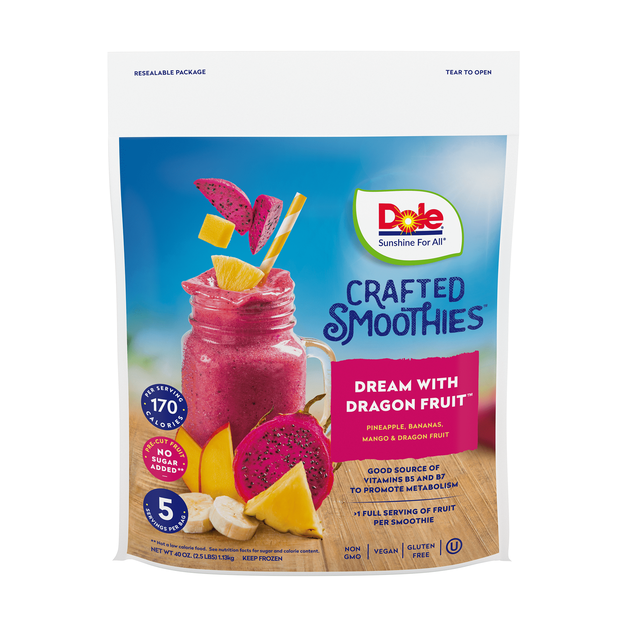 Dole Crafted Smoothie Blends Frozen Tropical Fruit Blend with Dragon