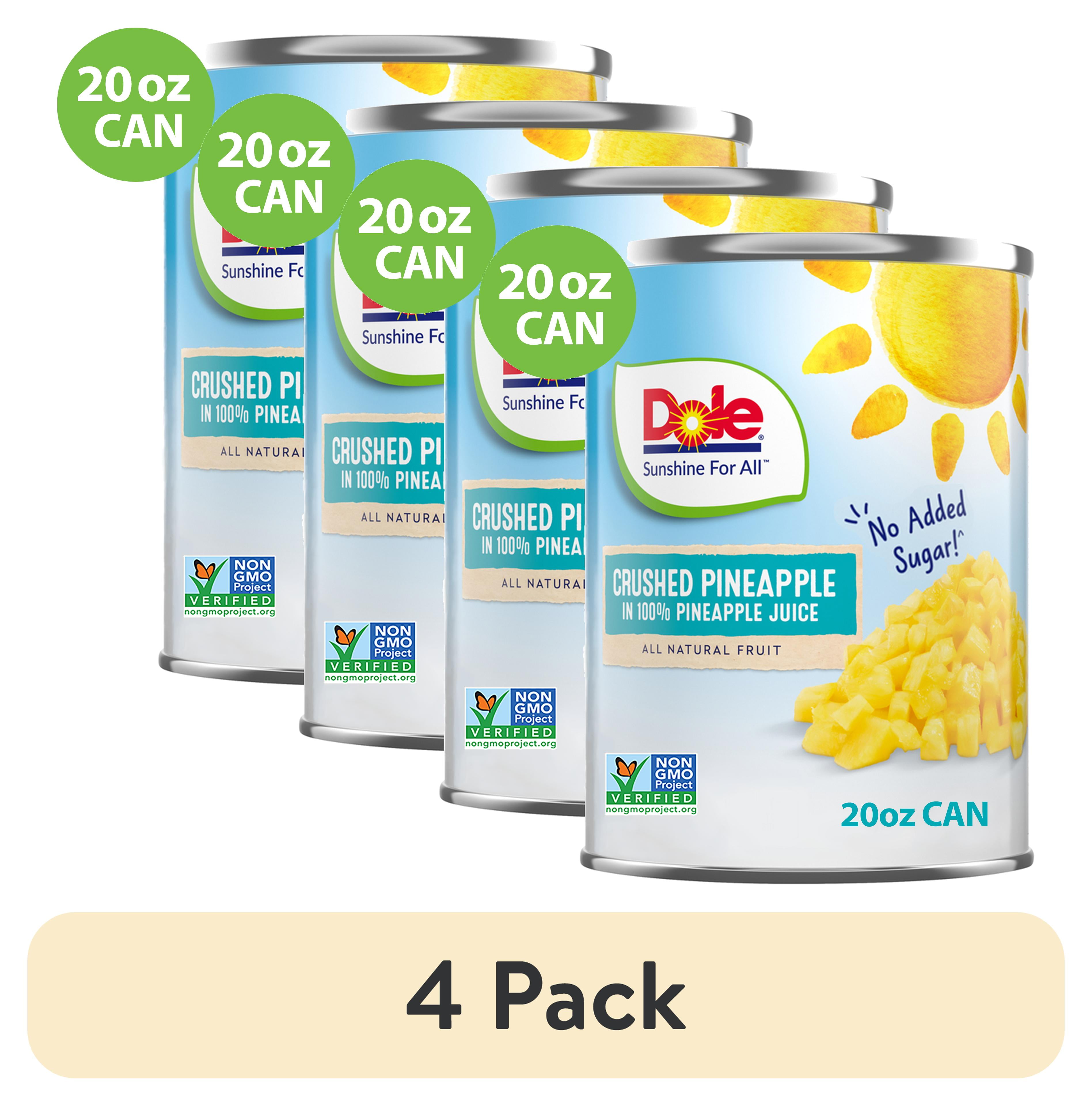 (4 pack) Dole Crushed Pineapple in 100 Pineapple Juice, 20 oz Can
