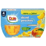 Dole Fruit Bowls Diced Peaches in 100% Fruit Juice, 4 oz Cups (4 Pack)