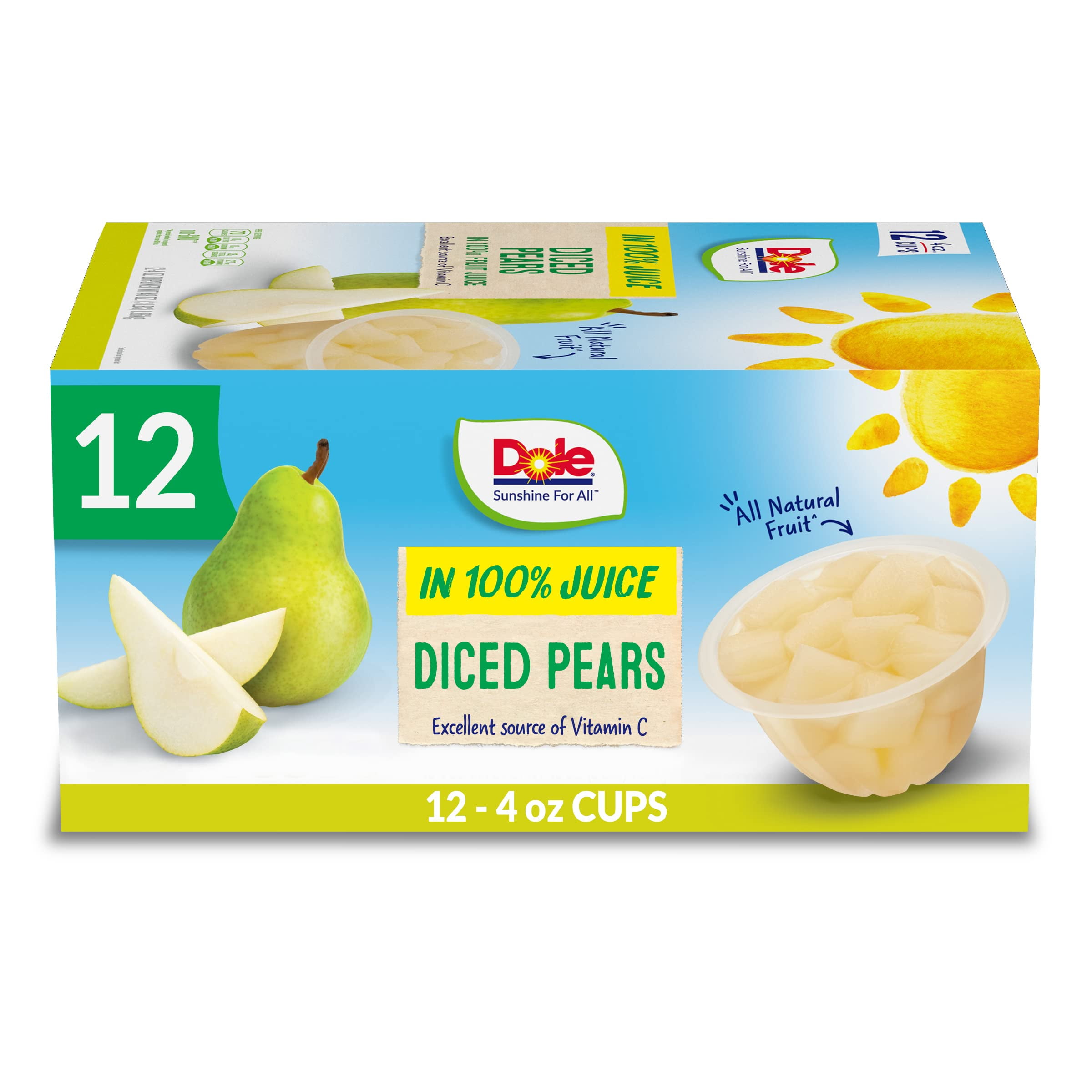 Dole Fruit Bowls Diced Pears In 100 Fruit Juice, Back To School