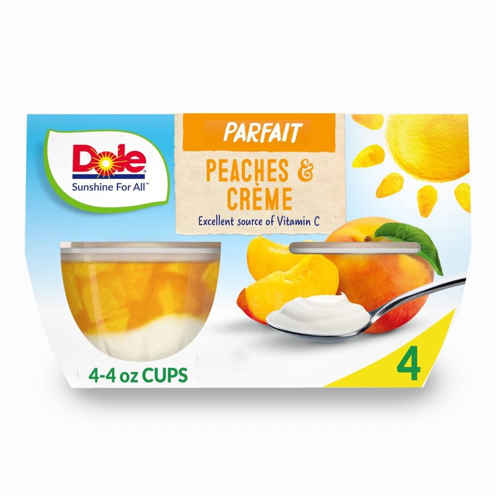 Dole Fruit Bowls Peaches & Crème Parfait Cups 4 ct / 4.3 oz - Pack of 3