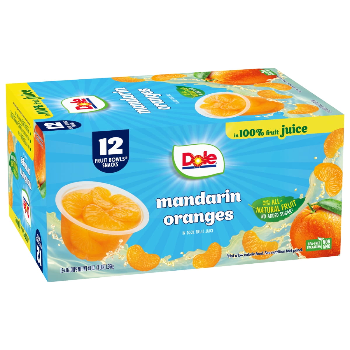 Dole Fruit Bowls Mandarin Oranges in 100% Fruit Juice, 4 oz Cups (12 Pack)