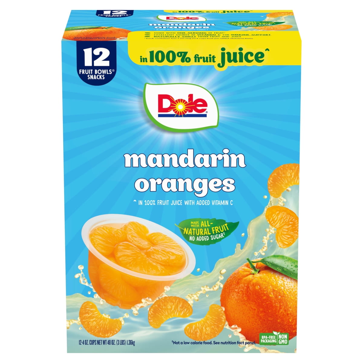 Dole Fruit Bowls Mandarin Oranges in 100% Fruit Juice, oz Cups