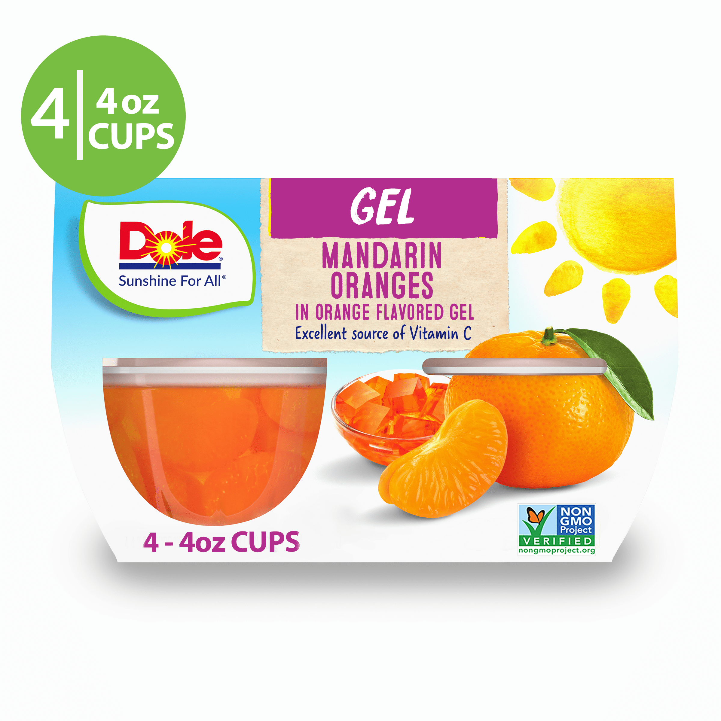 Dole Fruit Bowls Mandarin Oranges in Orange Gel, 4.3 oz (4 Cups)-Pack Of 6