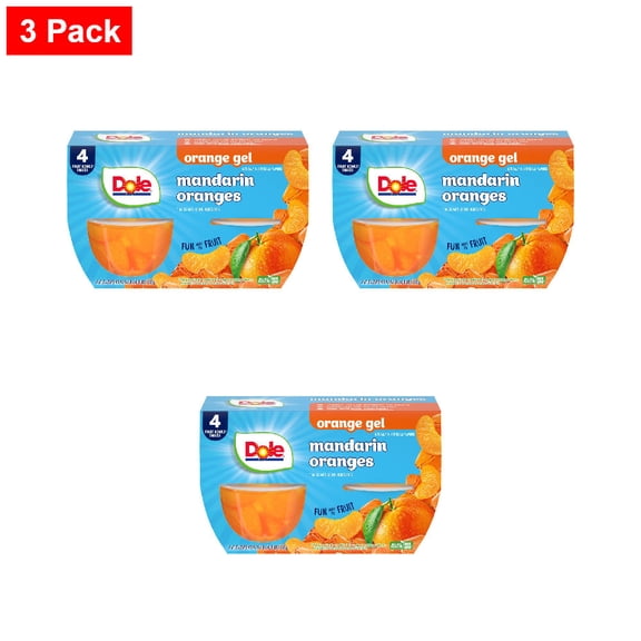 Dole Fruit Bowls Mandarins in Orange Flavored Gel Cups 4 ct / 4.3 oz - 3 Pack
