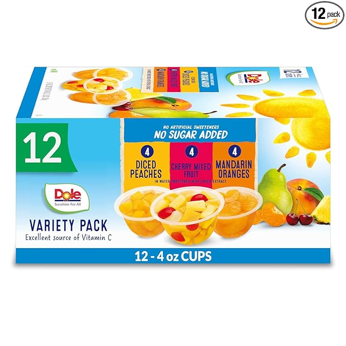 Dole Fruit Bowls No Sugar Added Variety Pack Snacks, Peaches, Mandarin