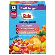 Dole Fruit Bowls Peaches, Mandarin Oranges, and Mixed Fruit in Gel, 4.3 oz Cups (12 Pack)