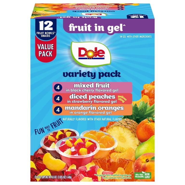 Dole Fruit Bowls Peaches, Mandarins & Mixed Fruit in Gel, 4.3 oz
