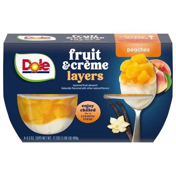 Dole Fruit Bowls Peaches & Creme Layers Snacks, 4.3oz 4 Total Cups