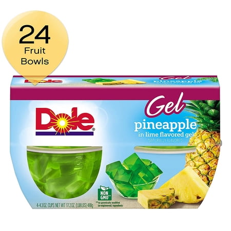 Dole Fruit Bowls Pineapple In Lime Gel, 4 Count Fruit Bowls (Pack Of 6)