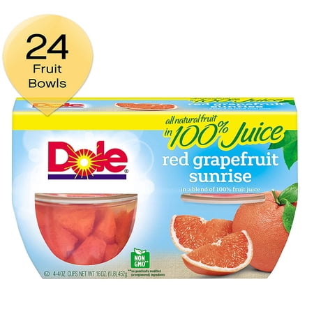Dole Fruit Bowls Red Grapefruit Sunrise In A Blend Of 100% Fruit Juice, 4 Count Cups (Pack Of 6)