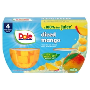 Del Monte Diced Mango Fruit Cups in 100% Fruit Juice, 4 oz Pack of 4 ...