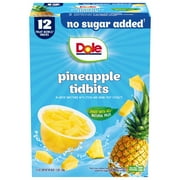 Dole Fruit Bowls Snacks No Sugar Added^^ Pineapple Tidbits, 4 oz Cups (12 Pack)