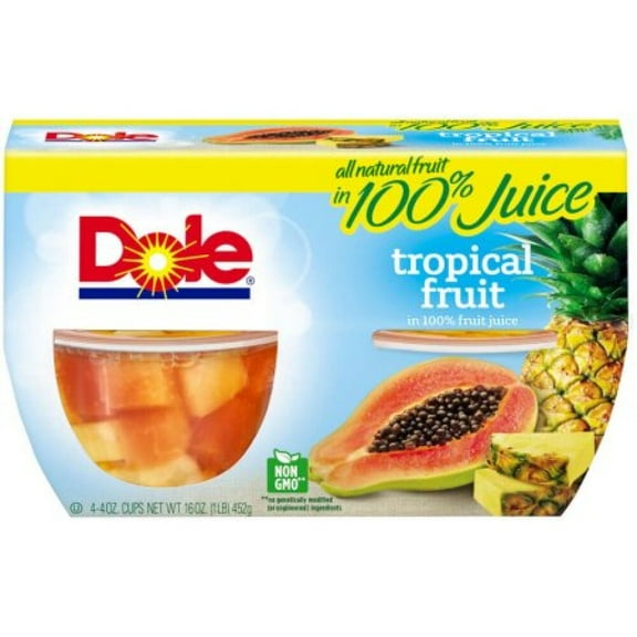 Dole Fruit Bowls Tropical Fruit in 100% Fruit Juice (Pack of 4)