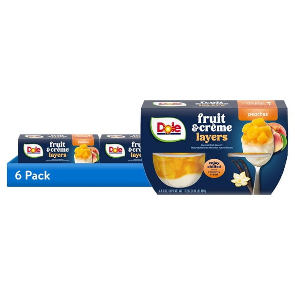 (6 pack) Dole Fruit Bowls Peaches & Creme Layers Snacks, 4.3oz 4 Total Cups