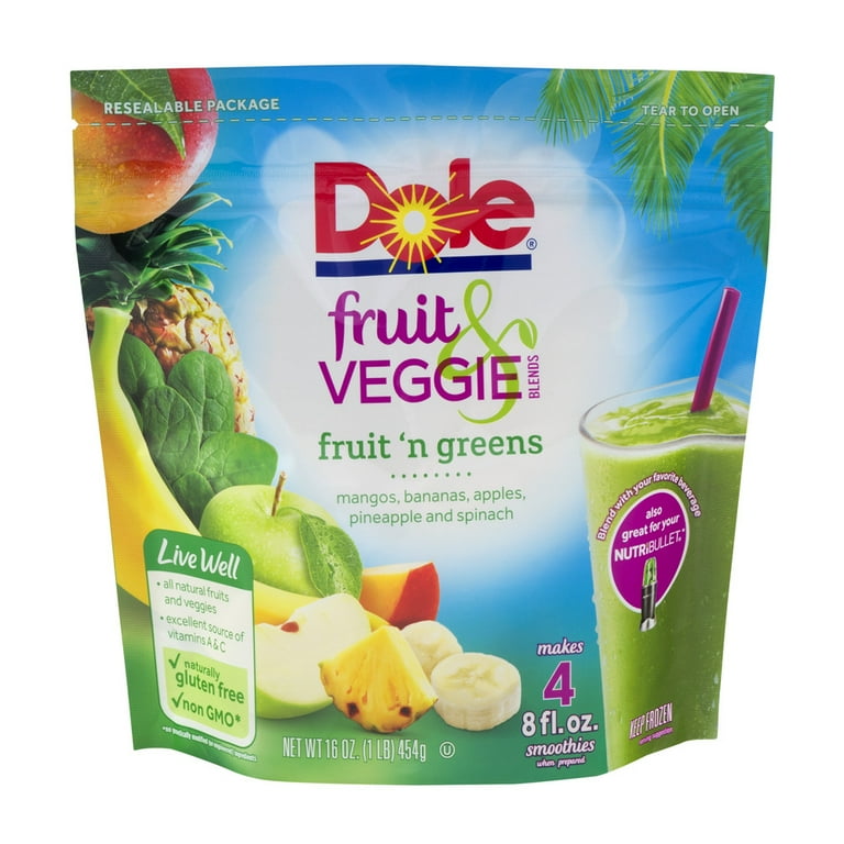 Dole Crafted Smoothie Blends Tropical Fruit - 5 ct Vegan Gluten Free