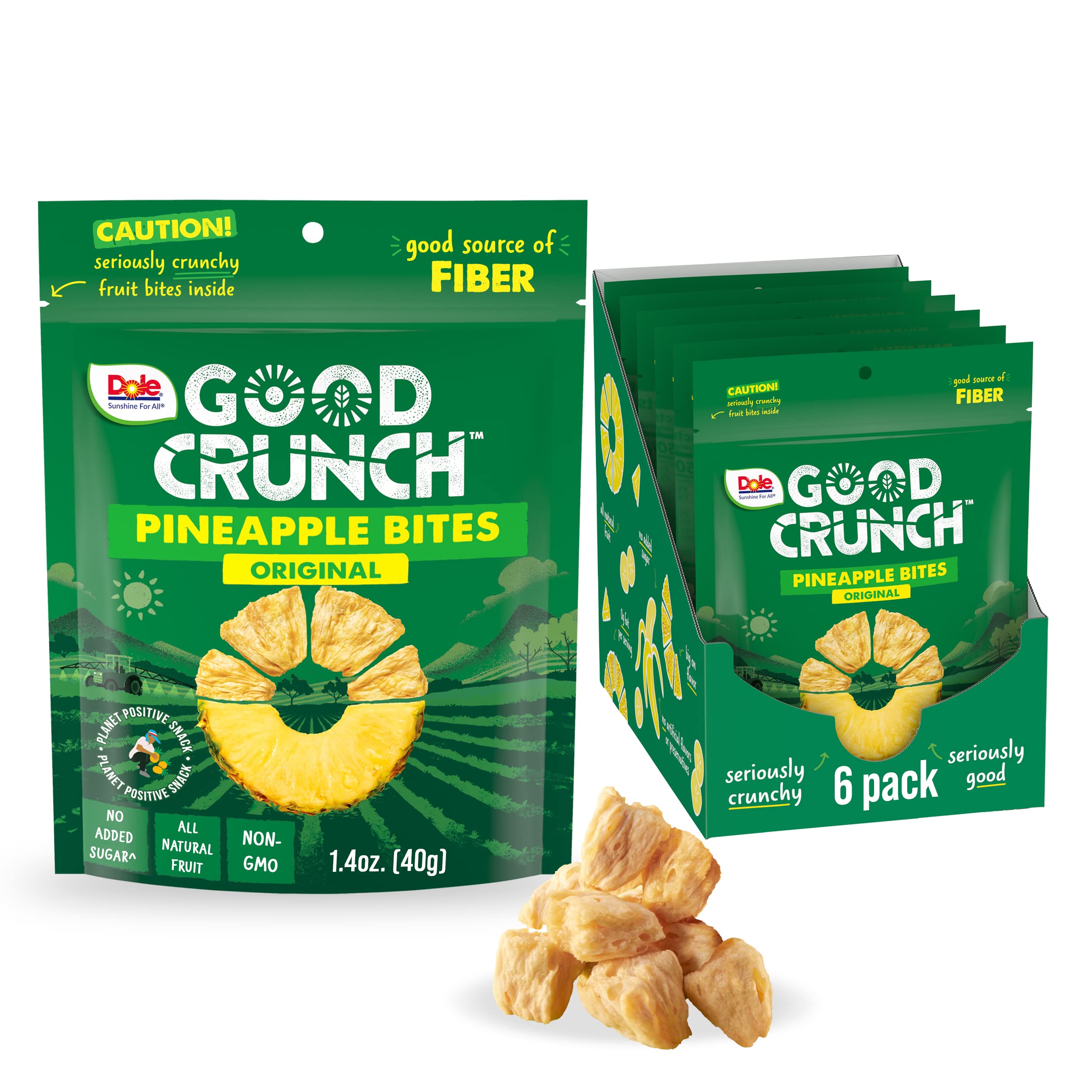 Dole Good Crunch Pineapple Dried Fruit Bites, Gluten Free & Vegan