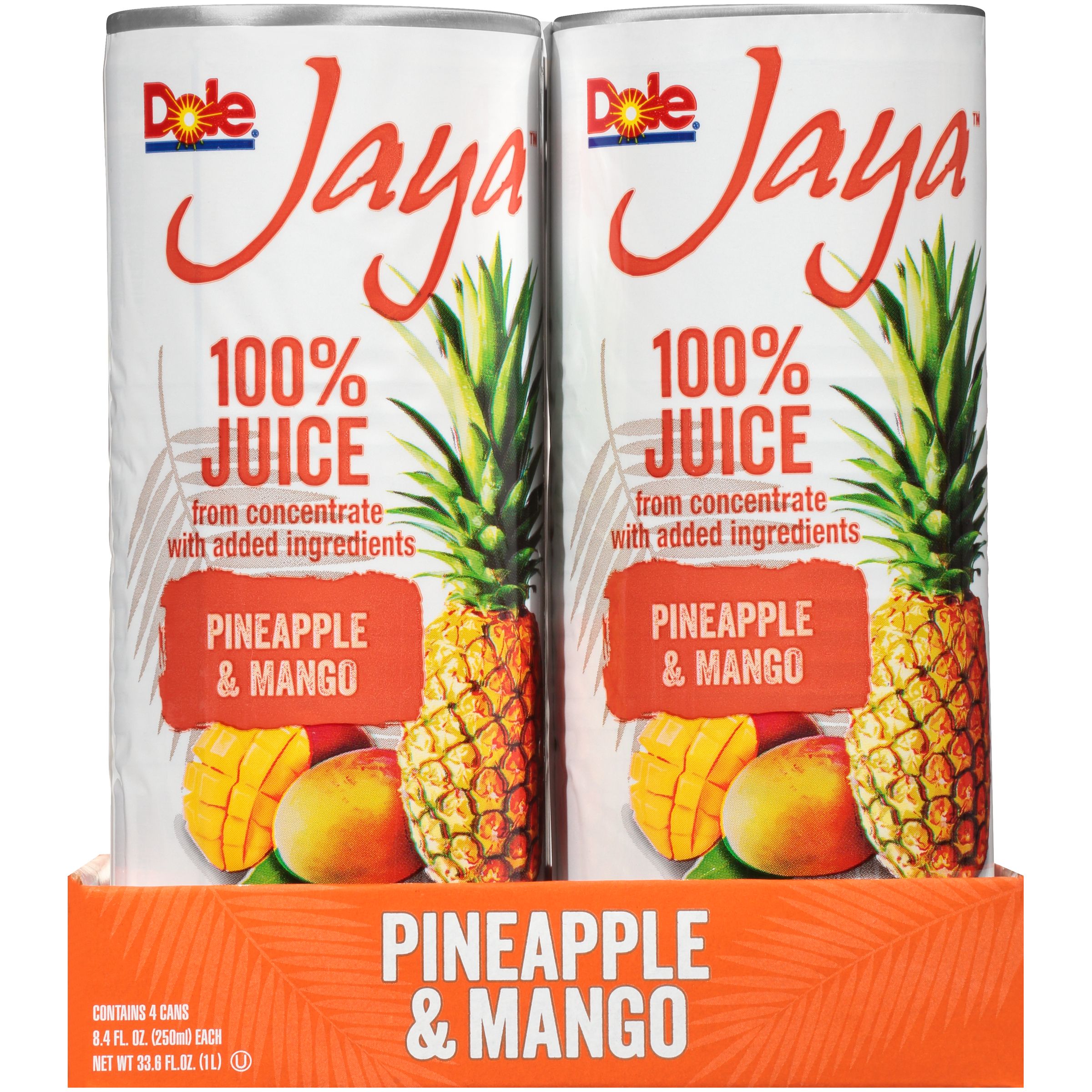 Dole Jaya 100% Pineapple & Mango Juice, Tropical Juice Drink, 8.4 Oz Cans, 4 Ct - image 1 of 6