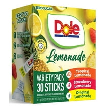 Dole Lemonade Variety Powder Mix, Tropical, Classic, & Strawberry, 30 Pack